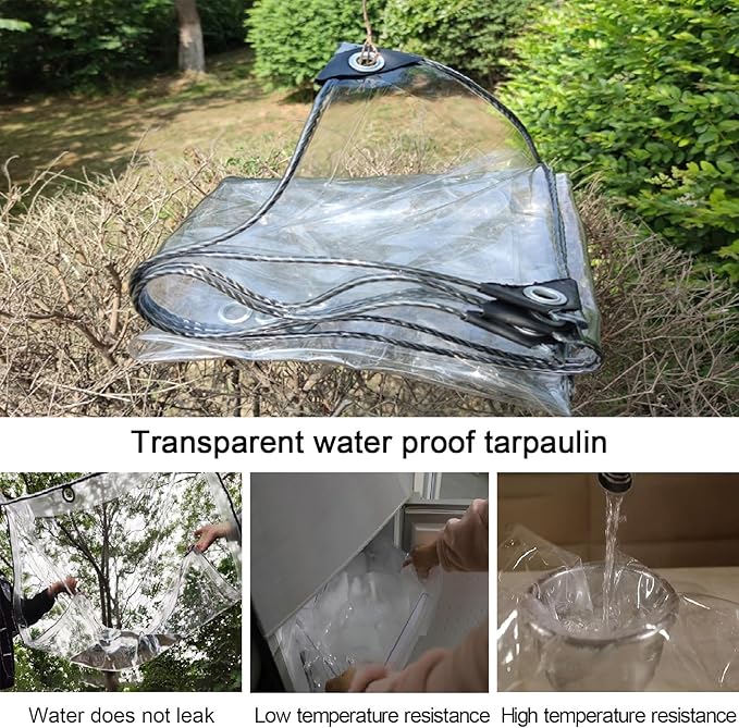 Transparent Tarpaulin Side Panels, Outdoor Clear Tarp Curtains with Zipper Door, Curtain Patio Enclosure for Pergola Porch Carport Canopies(2.5x4m)