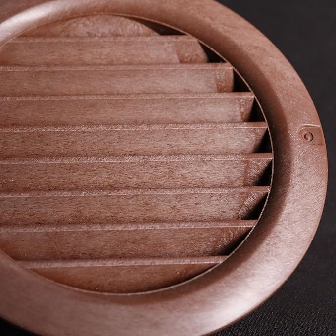VENTS-US - 6" Brown Round Plastic Vent Cover with Built-in Insect Screen Mesh and Flange - for Air Supply or Exhaust Applications - Compatible with 6 Inch Duct Diameter (2-Pack)