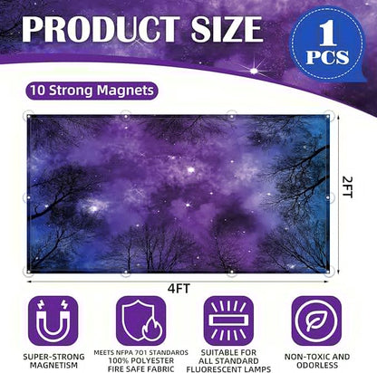 Fluorescent Light Covers - Classroom Covers for Ceiling Lights, 1 PCS 4 x 2 Feet Magnetic Light Filters, Classroom, Office Decor (Forests & Starry Sky)