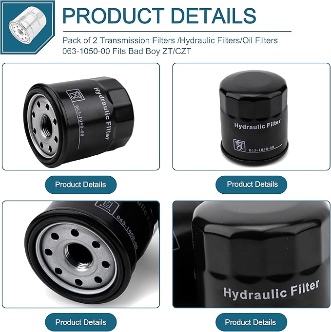 (2) Transmission Filters/Hydraulic Filters/Oil Filters for Bad Boy 063-1050-00 Hydro Gear 2800 3100 3200