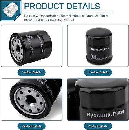 (2) Transmission Filters/Hydraulic Filters/Oil Filters for Bad Boy 063-1050-00 Hydro Gear 2800 3100 3200