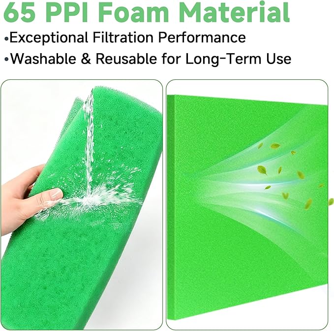 Washable Foam Filter Material for Uni Filter BF-1 BF1, 65-PPI Motorcycle Foam Air Filter Sheet, Cut-to-Size Pre-Filter Sponge for ATV/UTV Dirt Bike Lawn Mower Engines,15''x18''x5/8'', Green