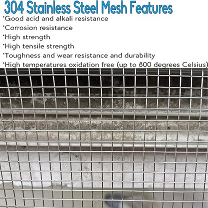 Upgraded 2PACK SS Wire Mesh, 4 Mesh Completely Welded, 12 X 24 in(310mm X 620mm), Stainless 304, Easy to Cut and Make Straight, Never Rust by Valchoose