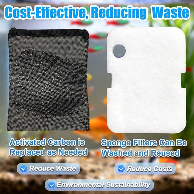 10PCS Replacement Filter Kit for Cascade 700/1000 CCF2UL/CCF3UL Aquarium Floss Media, 2 Upgraded Carbon-Coarse-Activated Carbon Filter Pads, 6 White Floss, 2 Activated Carbon Bags