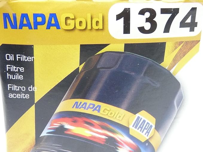 NAPA FILTERS 1374 385PSI Burst Pressure, 2/20=6/20 BETA Ratio, Spin ON Oil Filter, Gold, Oil Filter, 3.529INCH Height, 2.966INCH OD, 7-9GPM Flow Rate, 21MICRON Rating