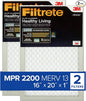 Filtrete 16x20x1 AC Furnace Air Filter, MERV 13, MPR 2200, Elite Allergen, Bacteria & Virus Filter, 3-Month Pleated 1-Inch Electrostatic Air Cleaning Filter, 2-Pack (Actual Size 15.69x19.69x0.78 in)