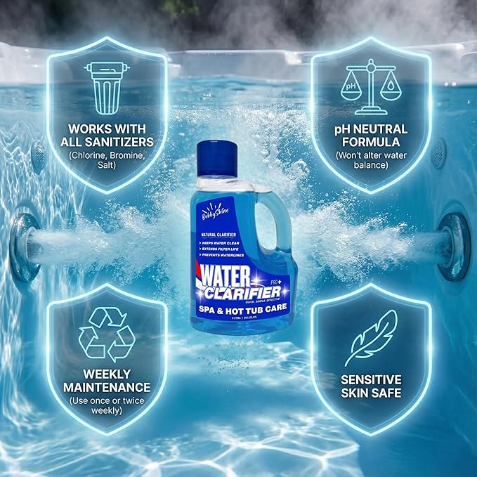 3-in-1 Hot Tub Water Clarifier – Hot Tub Chemicals, pH Neutral Formula, Chlorine/Bromine/Salt Compatible, Extends Filter Life + Waterline Control, 3 Liter (101.5 fl oz)