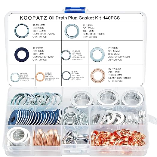 140PCS Oil Drain Plug Gasket Assortment Oil Crush Washers Seals Kit for Toyota Honda Subaru VW Audi Mercedes Benz (MIX-140)