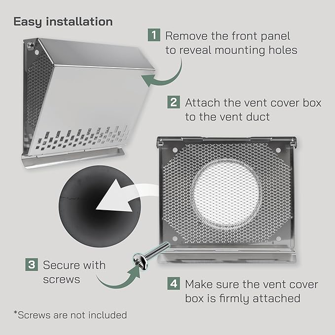 Vent Systems 4" Inch Air Supply Vent Cover with Rubber Gasket - Stainless Steel - Robust Weatherproof Outdoor Air Intake Box - Duct or Surface Mounting - Rain and Snow Protection