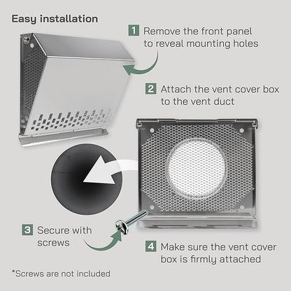 Vent Systems 4" Inch Air Supply Vent Cover with Rubber Gasket - Stainless Steel - Robust Weatherproof Outdoor Air Intake Box - Duct or Surface Mounting - Rain and Snow Protection