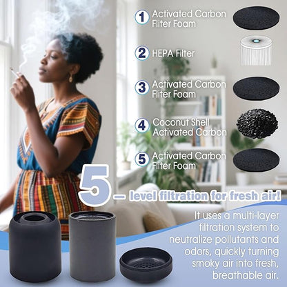 xcivi 2-Pack Air Filter Replacement Cartridges Compatible with Sploofy Personal Smoke Air Filter, Replacement Ideal, Cartridges for Personal Smoke