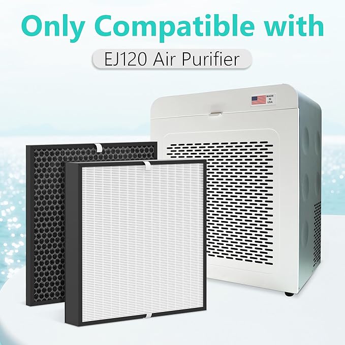EJ120 Replacement Filter Compatible with EJ Air Purifier, Include Efficiency Filter and Activated Carbon Filter