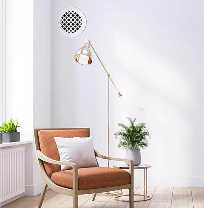 SABA Home Decor Air Vent Cover Grille - Acrylic Plexiglass 2" Round Duct Opening (4" Round Overall) White Finish Registers for Walls and Ceilings NOT for Floor USE, Charlotte (2, 4" Round Screws)