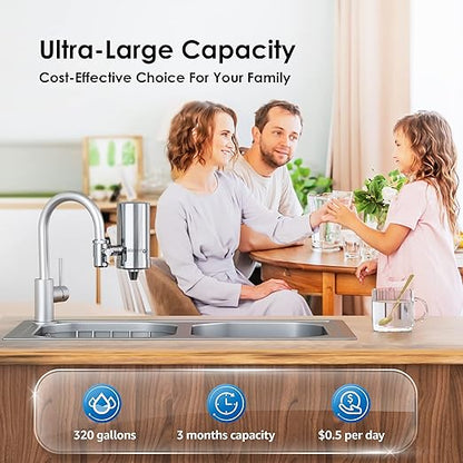 Waterdrop Water Filter for Sink Faucet, 360° Rotating Stainless Steel, NSF Certified Water Purifier for Kitchen Sink, 3 Months Long Lasting Tap Water Filter, Reduce Chlorine, 1 Filters