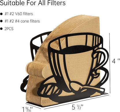 2 PCS Coffee Filter Holder,Coffee Paper Storage Coffee Filter Paper Container Stand for Fan-shaped,T- shaped,Square-shaped Over Filters,Good for Home Kitchen Restaurant Picnic Party wedding etc