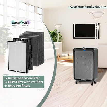 Air220 Air320 Filter Compatible with Bissell Air 220 Filters Replacements for Air220 2609A & Air320 2768A, Compare to Part# 2677 2678 2804, 1 True HEPA w/Pre-filter+1 Activate Carbon+4 Pre-filters