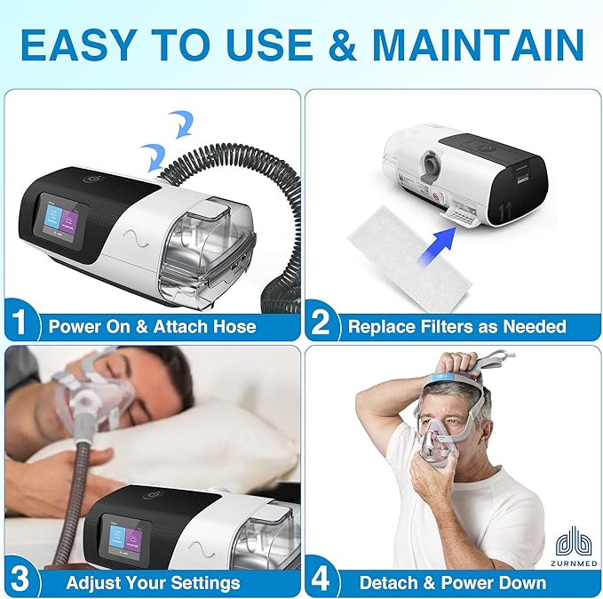 ZURNMED® Climate-Line Air Hose for AirSense 11 & AirCurve 11 (6.5 ft / 2 m) – Includes 12 Replacement Filters – Flexible, Leak-Free CPAP Tubing for Restful Sleep (S11 Models Only)