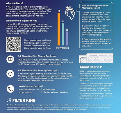 Filter King 19x23x1 Air Filter | 4-PACK | MERV 11 HVAC Pleated A/C Furnace Filters | MADE IN USA | Actual Size: 19 x 23 x .75"