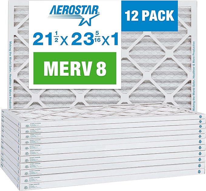 Aerostar 21.5x23.3125x1 MERV 8-12 Count - High Efficiency Pleated HVAC, Furnace & Air Conditioner Filters - Removes Dust, Lint, Mold & Allergy-Causing Pollen
