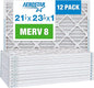 Aerostar 21.5x23.3125x1 MERV 8-12 Count - High Efficiency Pleated HVAC, Furnace & Air Conditioner Filters - Removes Dust, Lint, Mold & Allergy-Causing Pollen