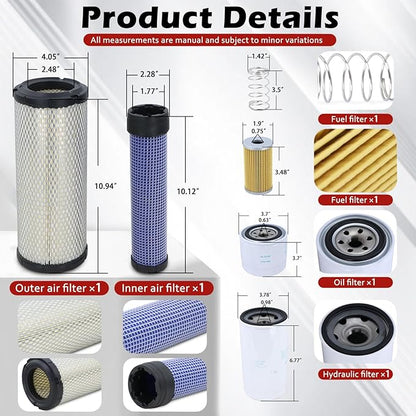 Maintenance Service Filter Kit Compatible with Kubota L3010 L3130 L3410 L3430 HST Replaces# TA040-93220 TA040-93230 HH164-32430 HHTA0-37710 15521-43160