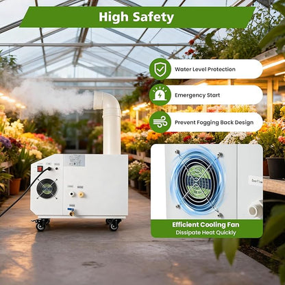 Ultrasonic Industrial Agricultural Humidifer Commercial Humidifier for Plants Large Volume (3kg/H) Automatic Mist Cooling Sprayer 160M³/H Airflow for Warehouse Greenhouse Garden Industrial