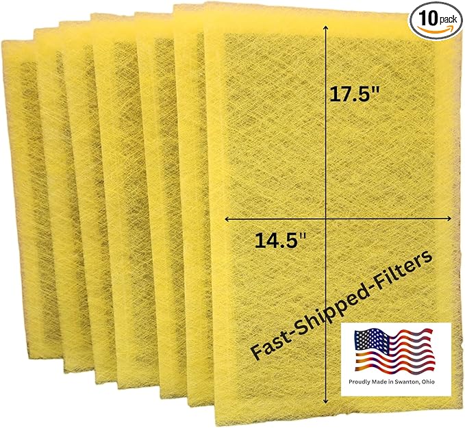 Fast-Shipped-Filters 10 Pack 16x20 Replacement Filter Pads Designed to Fit with MicroPower Guard One Hour Air Cleaner Refill Yellow (10, Yellow, 16x20)