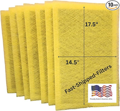 Fast-Shipped-Filters 10 Pack 16x20 Replacement Filter Pads Designed to Fit with MicroPower Guard One Hour Air Cleaner Refill Yellow (10, Yellow, 16x20)