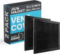Repa Market 12 x 12 Inch (Outer) Black Square Air Vent Cover - Pack of 2 Plastic Fresh Air Intake Vent - AC Cover with Nylon Mesh Screen, Wall, Ceiling HVAC Return Air Register, Modern Soffit Vents