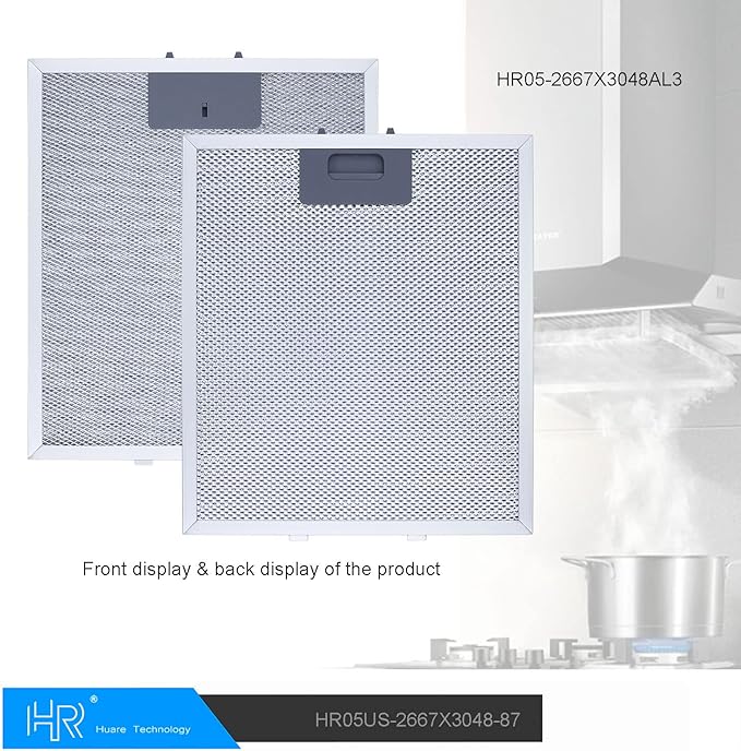 W10169961A Range Hood Filter Replacement, Fits Whirlpool, Ikea, Kitchen Aid, Jenn Air, 5-Layer Aluminum Mesh Hood Grease Filter 10.5x12 Inch, Aluminum Range Hood Vent Filters, 2PCS