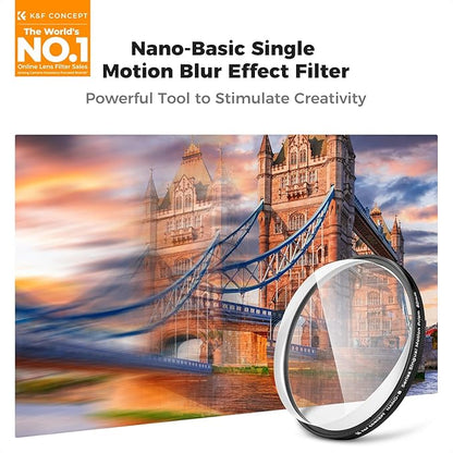 K&F CONCEPT 82mm Unilateral Blur Ghost Motion Filter Super Speed Effects for Camera Lens Clear Optical Glass with Cleaning Cloth
