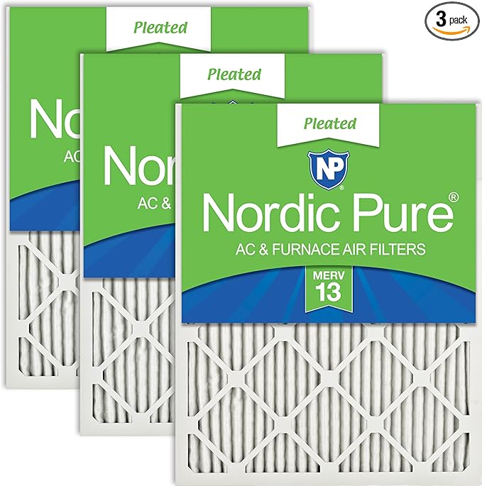 Nordic Pure 14x20x1 (Actual Size: 13 1/2 x 19 1/2 x 3/4) Pleated MERV 13 Air Filters 3 Pack