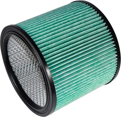 HQRP High Efficiency H14 HEPA Cartridge Filter 2-pack Replacement for Shop-vac 90350 90340 90304 9035033 90344, Fits most 4-16 Gallon Shop-Vac Wet/Dry Vacuums, Washable and Reusable, Green