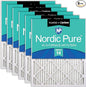 Nordic Pure 20x25x1 (19 1/2 x 24 1/2 x 3/4) Pleated Air Filters MERV 14 Plus Carbon 6 Pack