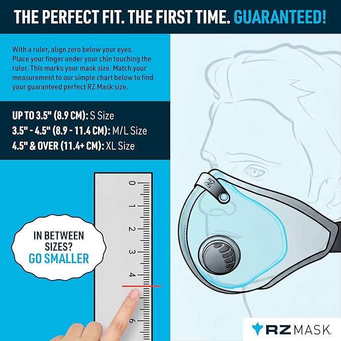 RZ Mask - F1 Standard Replacement Filters (3 Pack) 99.8% Active Carbon Filtration with One-Way Discharge Valves, 3 Sizes