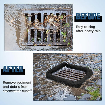 2 Pcs Sediment Filter Erosion Control Blanket Silt Fence Sock with Stuffers Drain Stormwater Sediment Filter for Erosion Control and Storm Drain Protection (5" x 15')