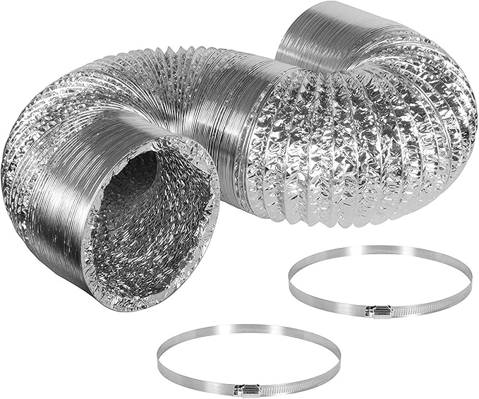 iPower 6 Inch 442 CFM Inline Fan Filter 25 Feet Ducting Combo with Variable Speed Controller & Rope Hanger for Grow Tent Ventilation, Silver