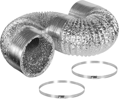iPower 6 Inch 442 CFM Inline Fan Filter 25 Feet Ducting Combo with Variable Speed Controller & Rope Hanger for Grow Tent Ventilation, Silver