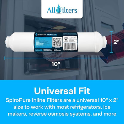 SpiroPure Inline Filter NSF Coconut Shell Granular Carbon Water Filter with 1/4" Quick-Connect, 2" x 10" (Case of 25)