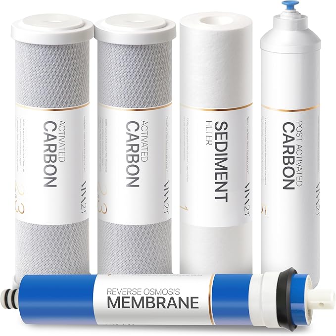 Reverse Osmosis Water Filter Replacement Set, 5-Stage Cartridges. 50 GPD