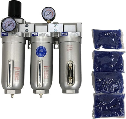 1" COMPRESSED AIR PARTICULATE FILTER WATER TRAP/PRESSURE REGULATOR/DESICCANT AIR DRYER/COALESCING FILTER FOR COMPRESSED AIR SYSTEMS GREAT FOR PLASMA CUTTER