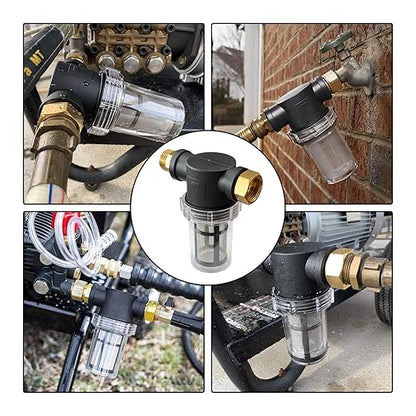 Water Pump Filter 100 Mesh Filter 3/4 Inch Interface Equipped with 2 Pieces 100 Mesh Stainless Steel Filters, Suitable for Water Pumps, Pressure Cleaners, RVs, Ships, and Gardens