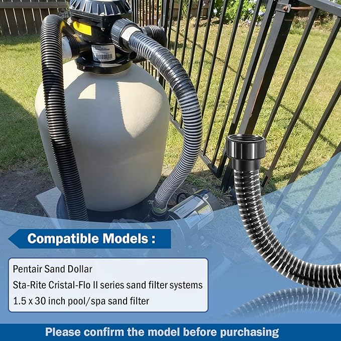 155710 Pool Pump to Filter Hose Assembly for Pentair Sand Dollar and Sta-Rite Cristal-Flo II Pool Compatible with 1.5 x 30 Inch Pool and Spa Sand Ground Pool