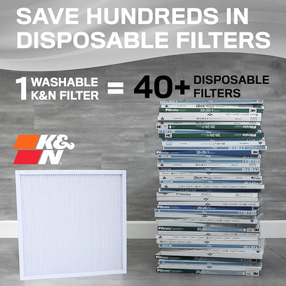 K&N 20X24X1 HVAC Furnace Air Filter, Lasts a Lifetime, Washable, Merv 8, the Last HVAC Filter You Will Ever Buy, Breathe Safely at Home or in the Office, HVC-8-12024