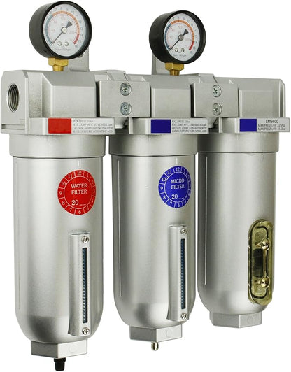 1" Inline Compressed Air Filter Desiccant Dryer Moisture Separator Trap Combo