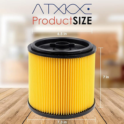 VCFS Replacement Filter for Vacmaster 5-16 Gallon Standard Cartidge Filter and Retainer，Also fit for shopvac 5-20 Gallon