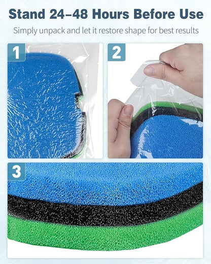 Pawfly 3 Pack Aquarium Filter Media Pad (25.5" L x 18.1" W), Filter Media for Fish Tank Filters, Fine Medium Coarse Foam Floss for Water Filtration, Sponge Filter Floss for Sumps Ponds Hydroponics