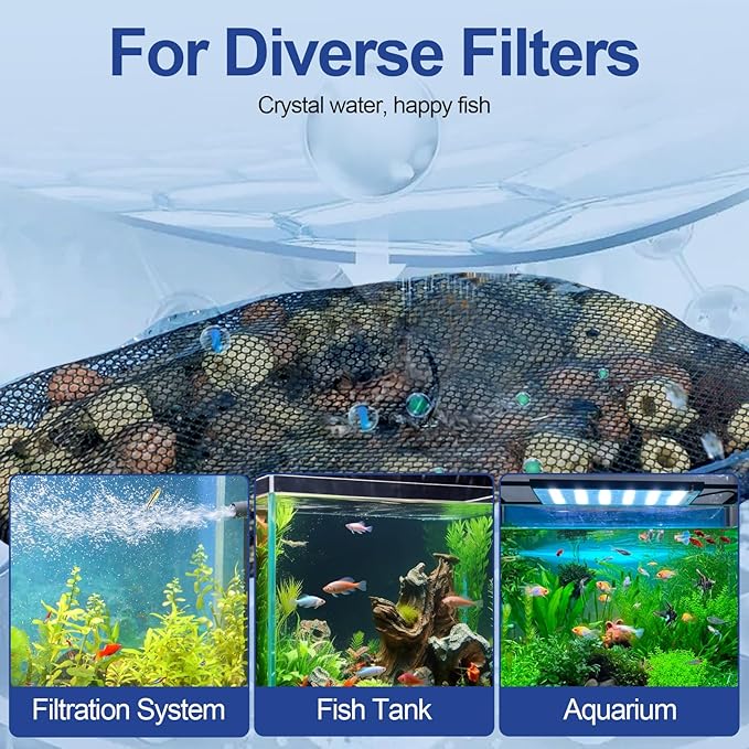 16 Pcs Aquarium Filter Media Bags with Plastic Zipper, Fish Tank Fine Mesh Bags for Activated Charcoal Aquarium, Reusable Aquarium Accessories for Carbon Bio Balls, Ceramic Rings(6in×8in and 4in×6in)