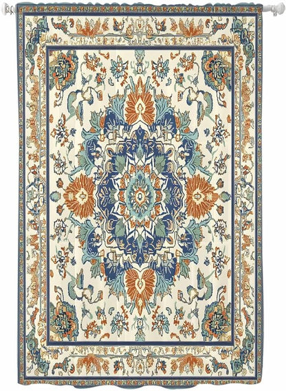 Sheer Curtains 72 Inches Long, Southwest Farmhouse Semi Sheer Curtains Light Filtering Window Treatment, Orange Blue Desert Bohemian Privacy Voile Drapes for Living Room Bedroom 52x72 Inch