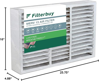 Filterbuy 16x26x5 Air Filter MERV 13 Optimal Smoke & Allergy Defense (1-Pack), Pleated HVAC AC Furnace Filters for Electro-Air, Emerson, White Rodgers, and More (Actual Size: 16.00 x 25.75 x 4.88)
